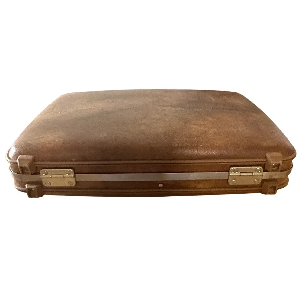 Vintage 60s American Tourister Brown Attache Briefcase Hard Case MCM Mad Men